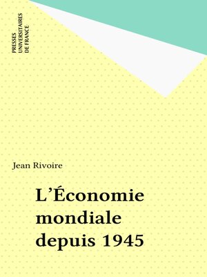 cover image of L'Économie mondiale depuis 1945
